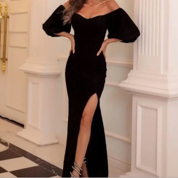 missord Dresses & Skirts - Missord Black Sparkly Sweetheart Full length Cocktail Dress Small